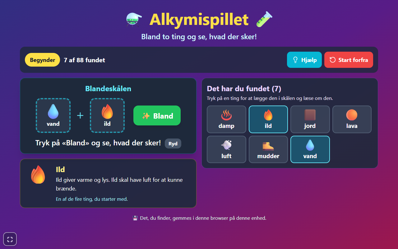 Skærmbillede af spillet Alkymispillet (natur/teknologi)