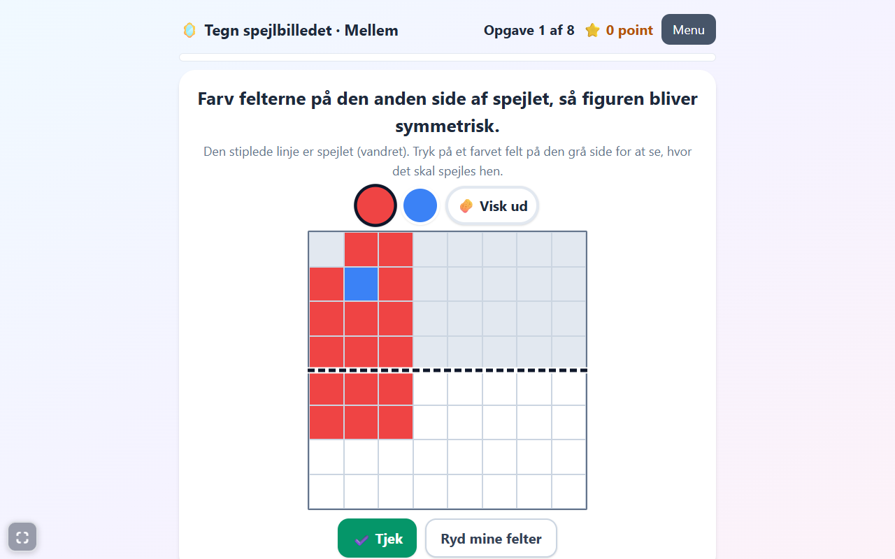 Skærmbillede af spillet Spejl og symmetri