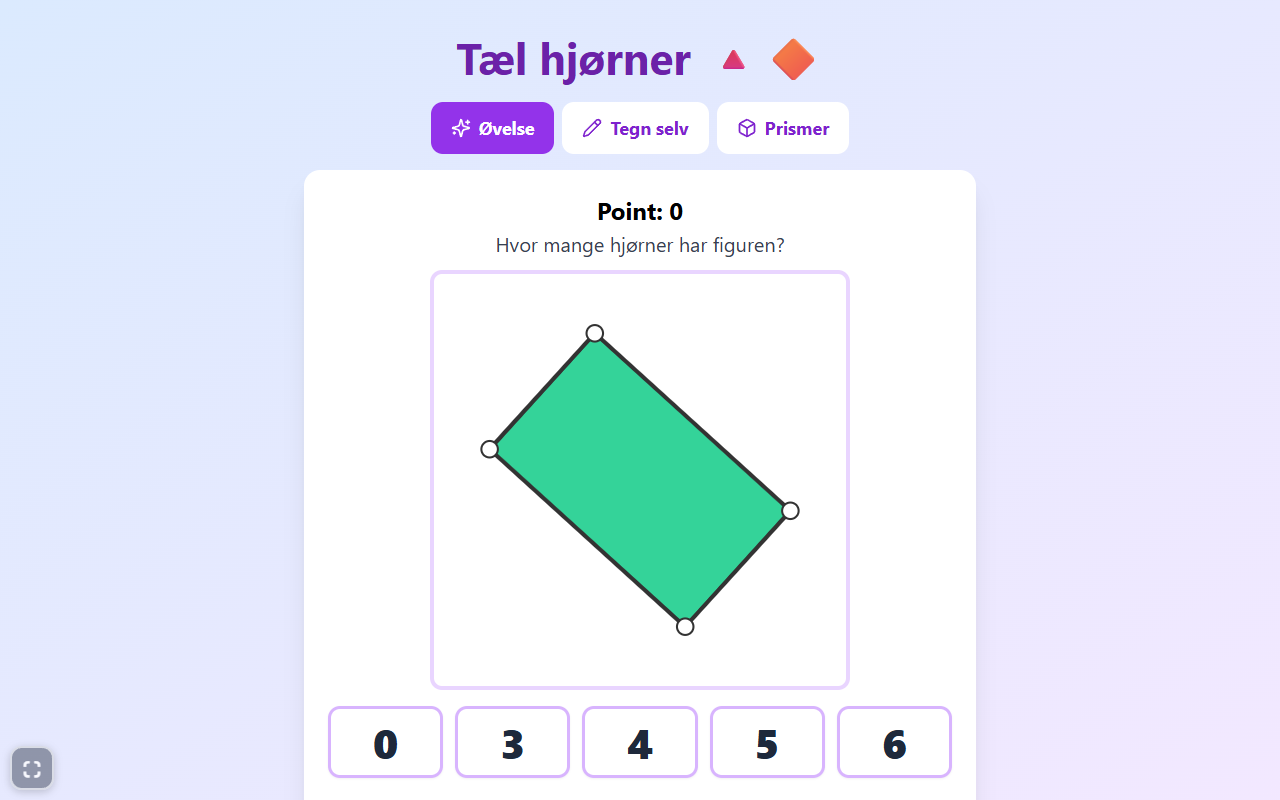 Skærmbillede af spillet Øv geometri og figurer