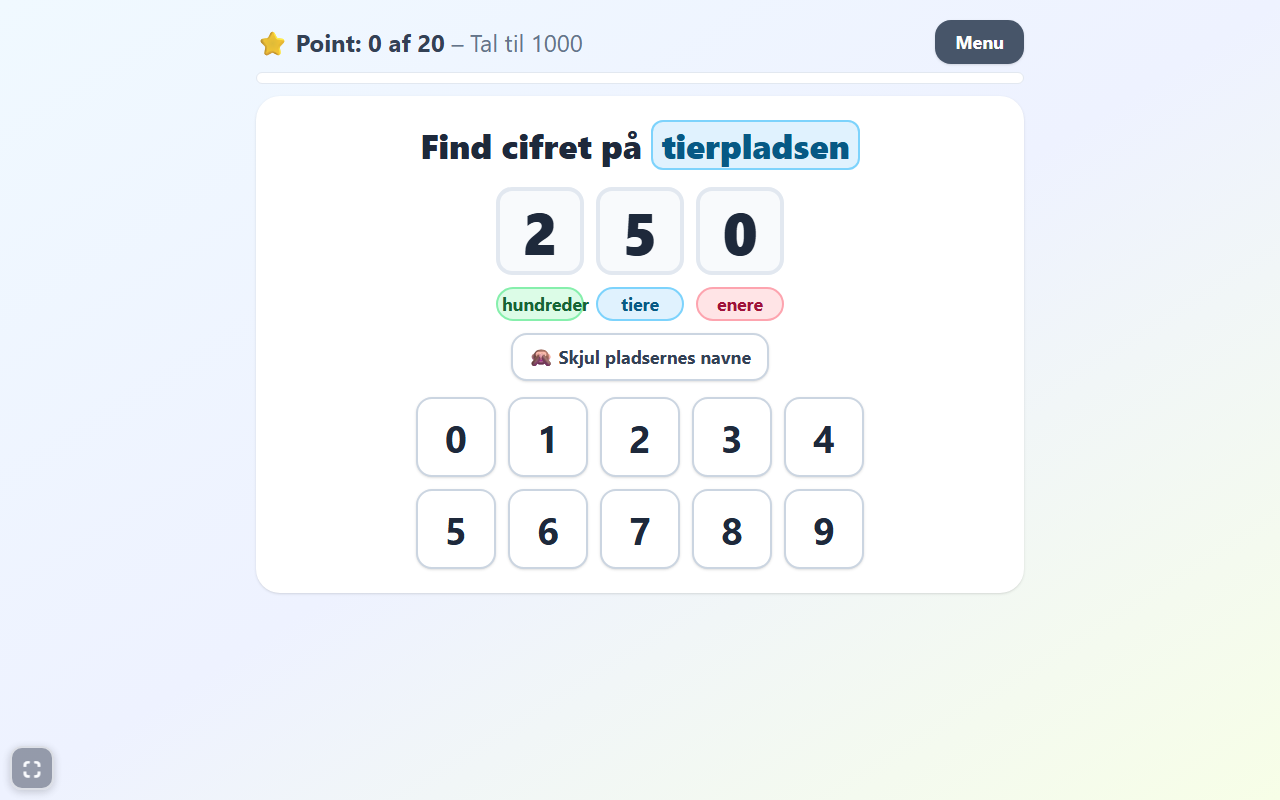 Skærmbillede af spillet Positionssystemet