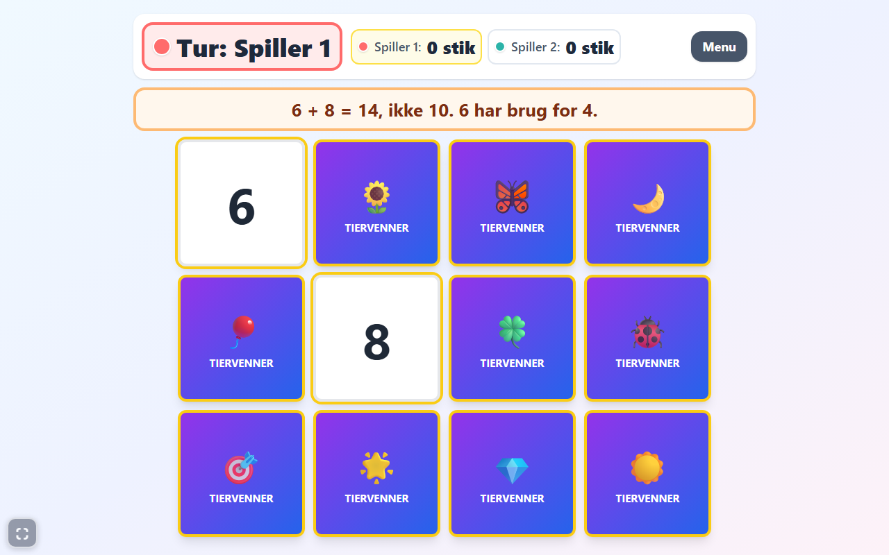 Skærmbillede af spillet Øv 10'er-venner