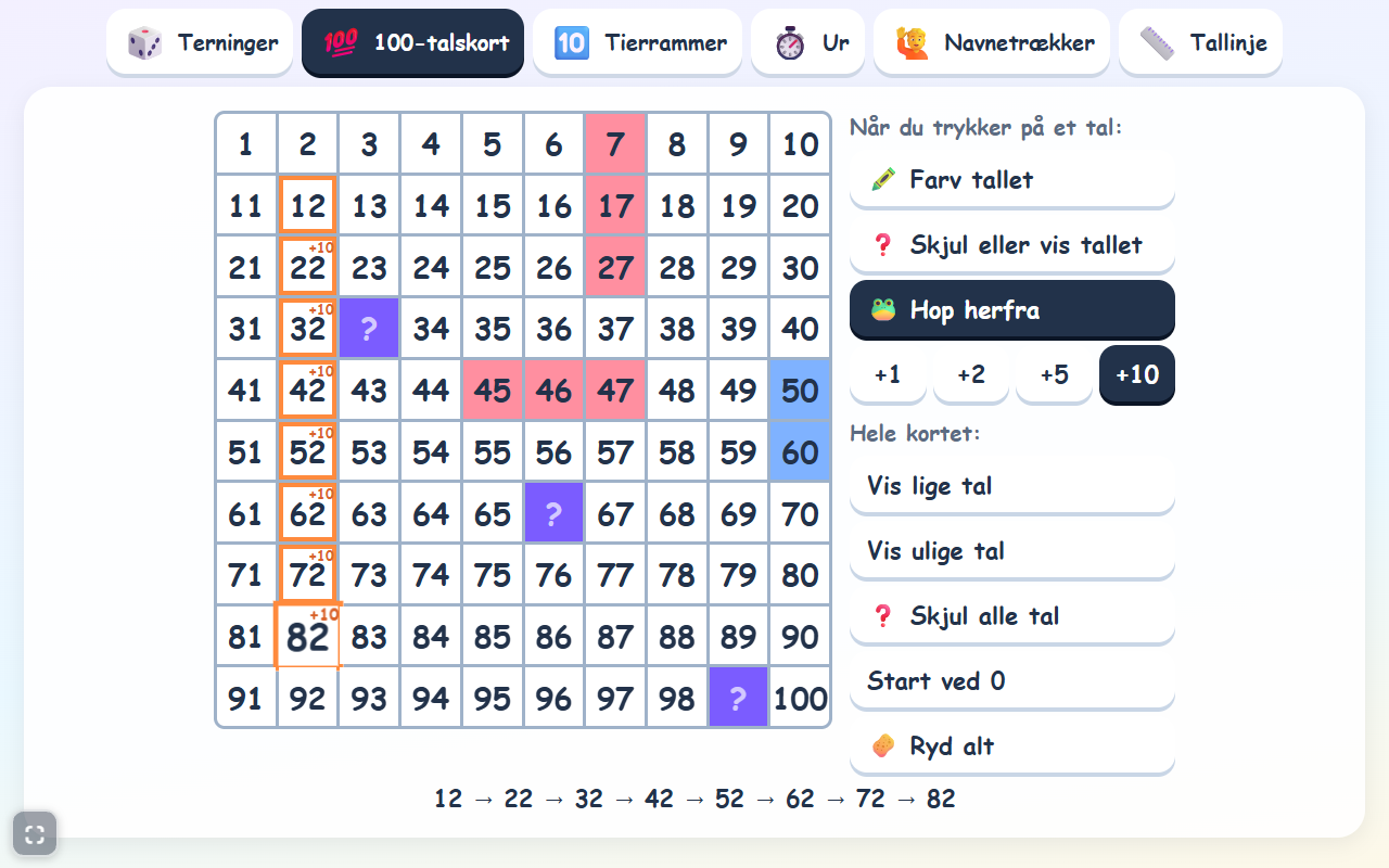 Skærmbillede af spillet Matematikværktøjskassen